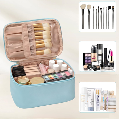 Nora Luxe | Makeup Organizer Bag with Adjustable Dividers | Travel-Friendly Design for On-the-Go Beauty