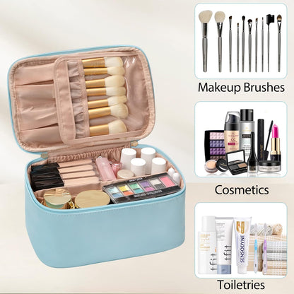 Nora Luxe | Makeup Organizer Bag with Adjustable Dividers | Travel-Friendly Design for On-the-Go Beauty
