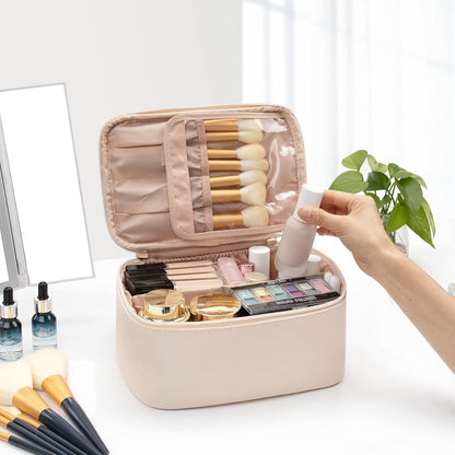 Nora Luxe | Makeup Organizer Bag with Adjustable Dividers | Travel-Friendly Design for On-the-Go Beauty