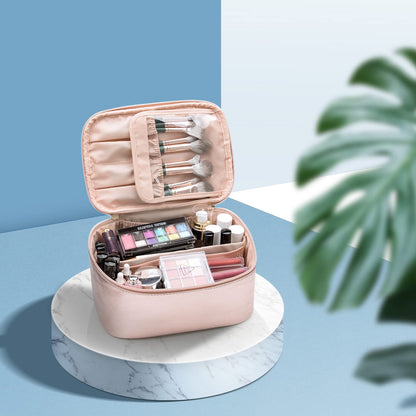 Nora Luxe | Makeup Organizer Bag with Adjustable Dividers | Travel-Friendly Design for On-the-Go Beauty
