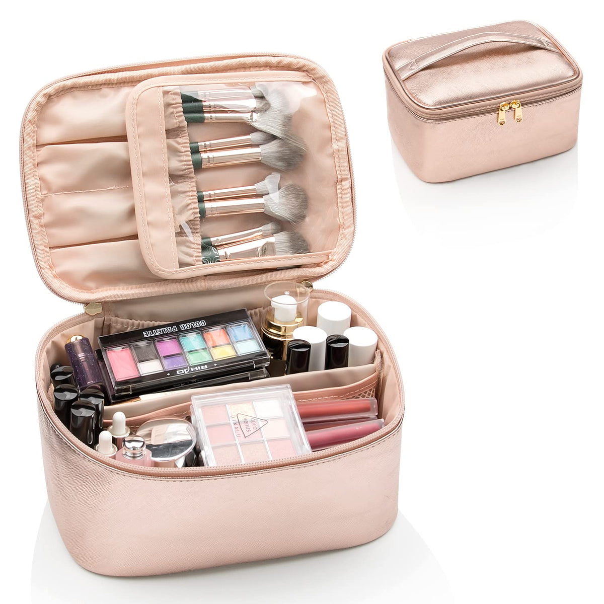 Nora Luxe | Makeup Organizer Bag with Adjustable Dividers | Travel-Friendly Design for On-the-Go Beauty