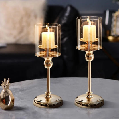 Scandinavian Candle Holder Set – Elegant Metal Taper Candelabra for Dining Table, Mantel & Home Decor – Gold or Silver Finish in 3 Heights