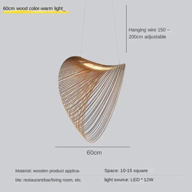 Sculptural Wood Ceiling Light Fixture LED 8W Adjustable 79-Inch Cord Natural Finish for Kitchen Island Dining Room Bar Hanging Lamp Modern O
