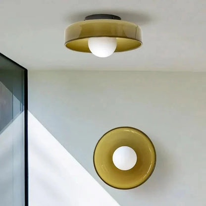 12-Inch Glass Flush Mount Ceiling Light LED Compatible for Kitchen Bedroom Living Room Minimalist Scandinavian Modern Home Lighting Fixture