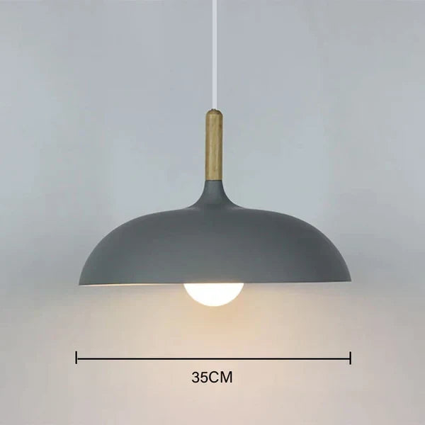 Oak Wood Pendant Light Fixture – Modern Scandinavian Ceiling Lamp with LED – Adjustable Cord – For Kitchen, Dining Room, Bedroom, Living