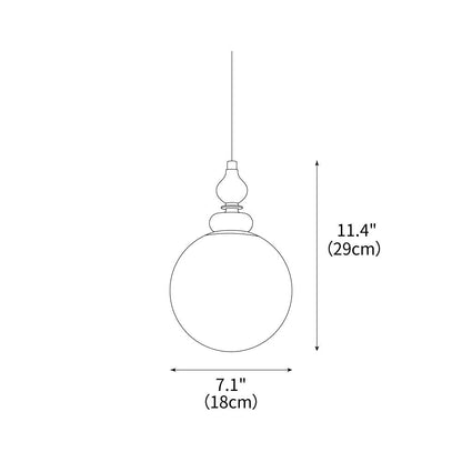 Frosted Glass Globe Hanging Fixture with Natural Wood Canopy 7 Inch Shade Adjustable Cord Kitchen Island Entryway Bedroom Dining Area Modern