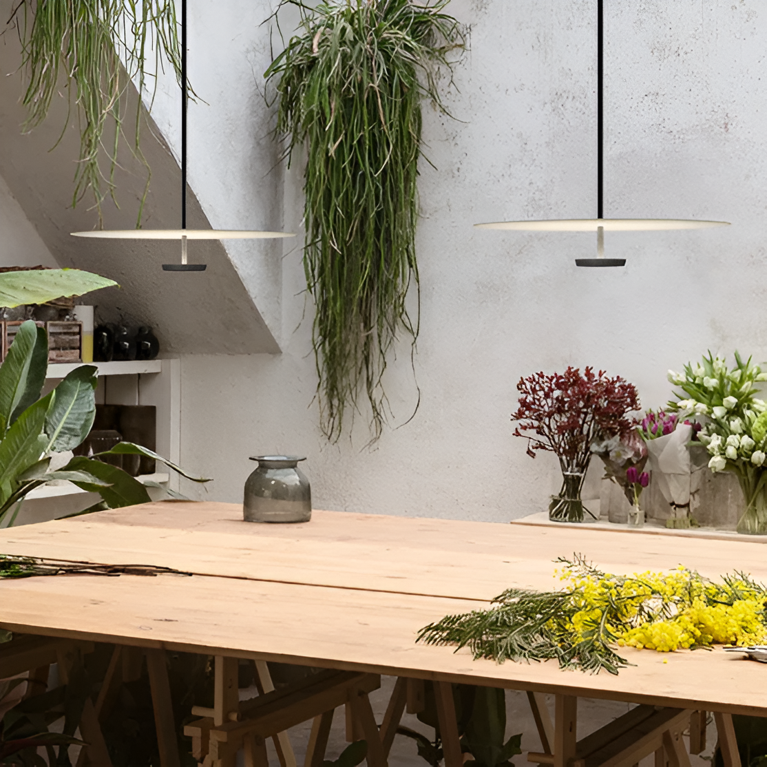 LED Circular Hanging Fixture with Adjustable 59 in Cord for Kitchen Island and Dining Tables