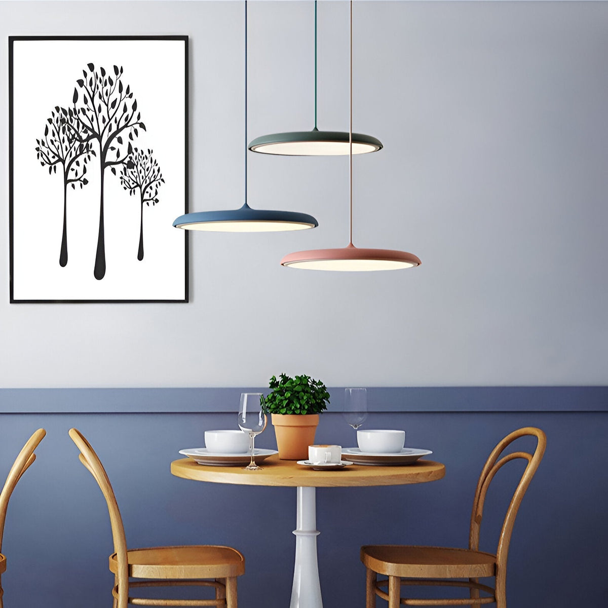 LED Disc Ceiling Fixture 10 in Rose Gold 4000K Adjustable Height for Kitchen Dining Room Bedroom Modern Floating Lamp Neutral White