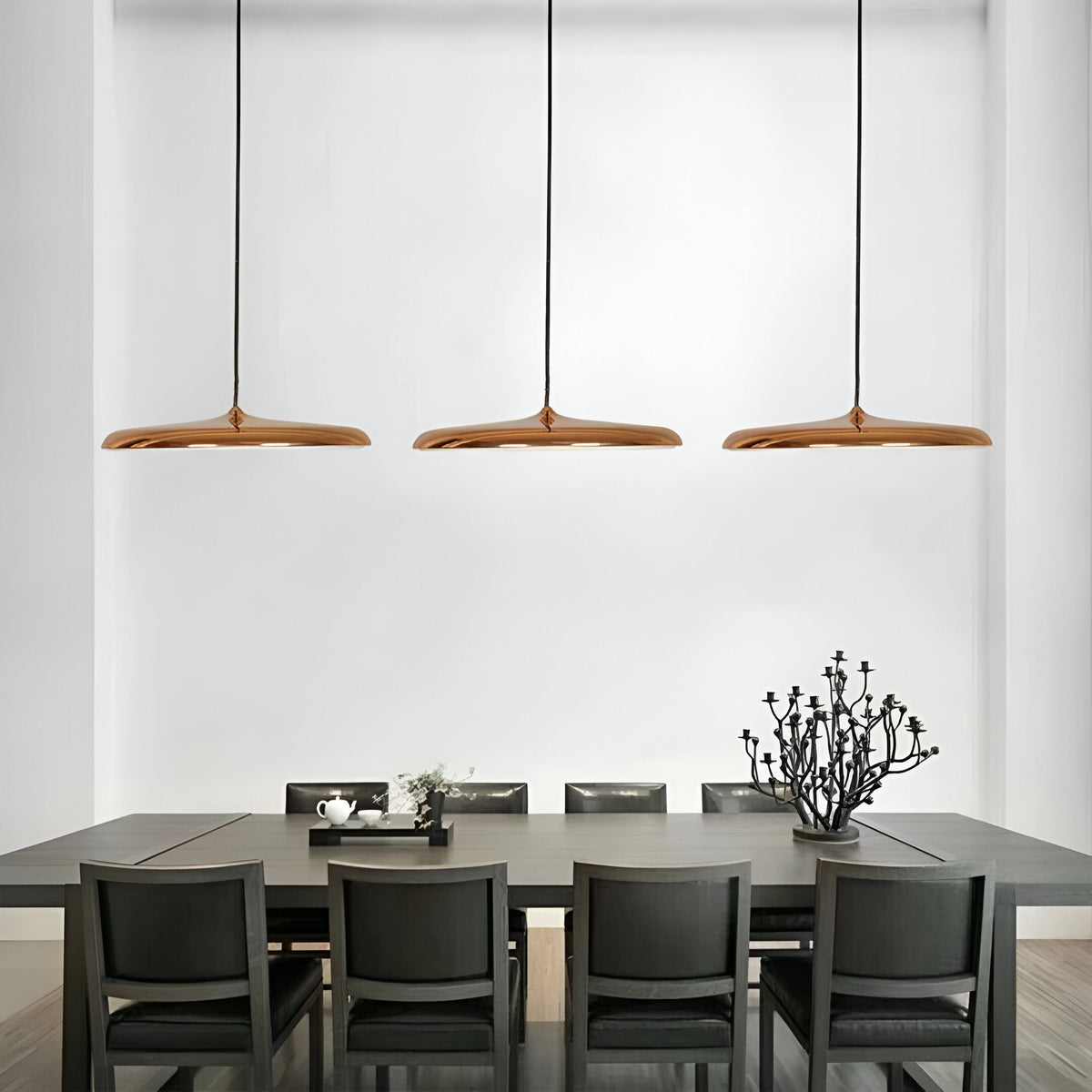 LED Disc Ceiling Fixture 10 in Rose Gold 4000K Adjustable Height for Kitchen Dining Room Bedroom Modern Floating Lamp Neutral White