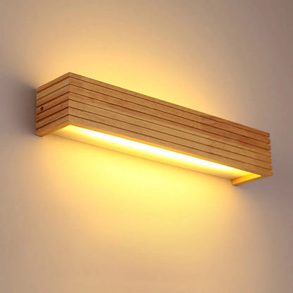 Horizontal Acrylic Sconce Wood Finish E27 Hardwired 22 in Wide Ambient Lighting Minimalist Bedside Hallway Living Room Indoor Fixture