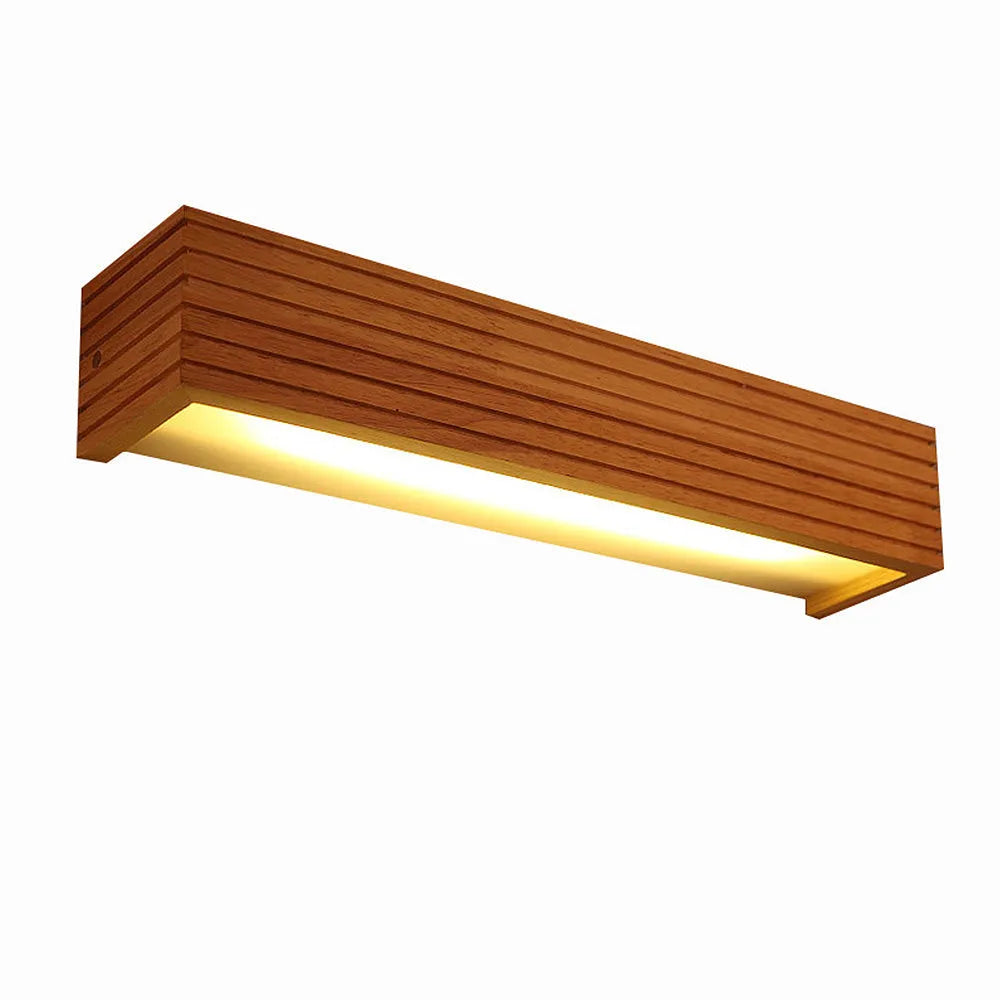 Horizontal Acrylic Sconce Wood Finish E27 Hardwired 22 in Wide Ambient Lighting Minimalist Bedside Hallway Living Room Indoor Fixture