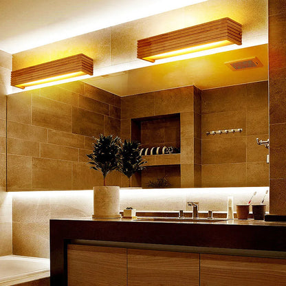 Horizontal Acrylic Sconce Wood Finish E27 Hardwired 22 in Wide Ambient Lighting Minimalist Bedside Hallway Living Room Indoor Fixture