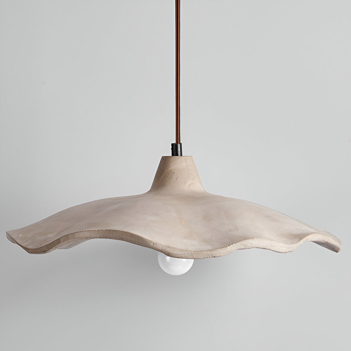 Concrete Hanging Light 16-Inch Organic Petal Shape for Dining Room Kitchen Island Bedroom Wabi-Sabi Style Adjustable Cord LED Compatible Mod