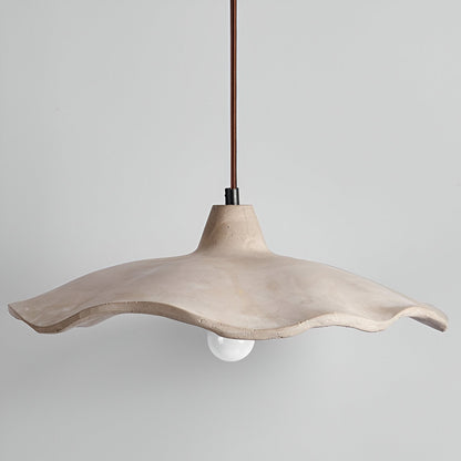 Concrete Hanging Light 16-Inch Organic Petal Shape for Dining Room Kitchen Island Bedroom Wabi-Sabi Style Adjustable Cord LED Compatible Mod