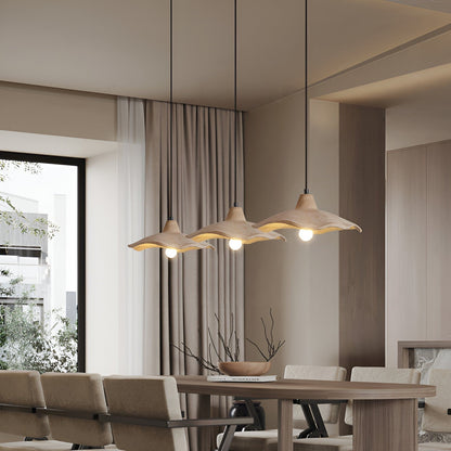 Concrete Hanging Light 16-Inch Organic Petal Shape for Dining Room Kitchen Island Bedroom Wabi-Sabi Style Adjustable Cord LED Compatible Mod
