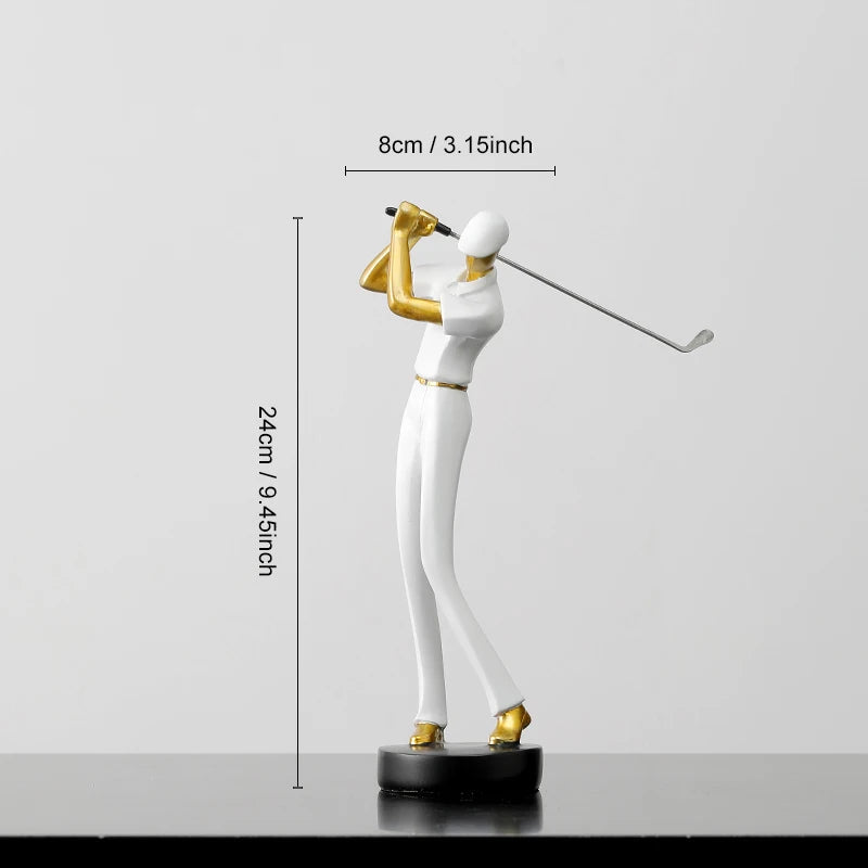 Abstract Golfer Sculptures in High-Quality Resin for Home Décor – Modern Artistic Sports Figurines