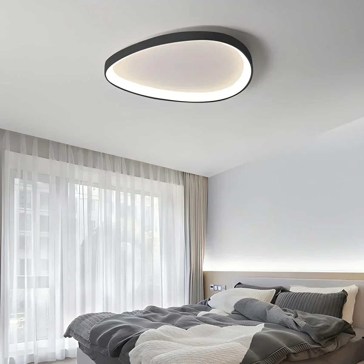 Flush Mount LED Ceiling Light Fixture with Remote Dimmer and Color Temperature Control for Bedroom, Hallway, Living Room – Energy-Efficient