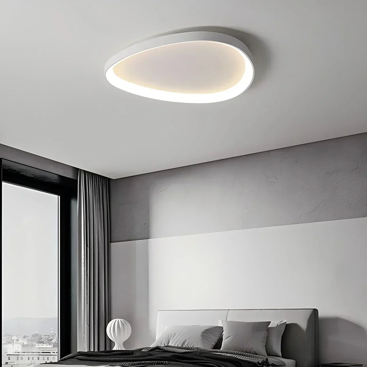 Flush Mount LED Overhead Fixture 17 in Oval Metal Design with Adjustable Color Temp & Dimming for Bedrooms Entryways Contemporary Homes