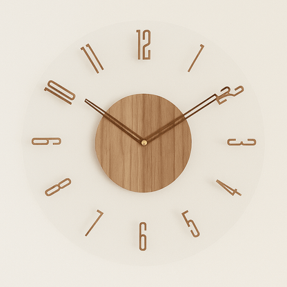 WOODTIME – Nordic Wooden Wall Clock Silent Quartz Minimalist Decor
