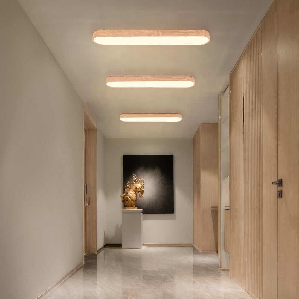 Ortekor Nordic Glow | Flush Mount Ceiling Light with Wood Accent | Elegant Oval Design for Cozy Ambient Lighting