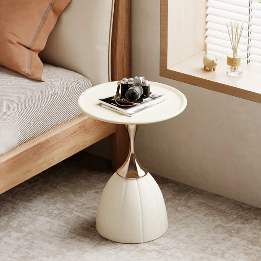 Nordic Lotus Side Table – Scandinavian Minimalist Design with Storage Rack