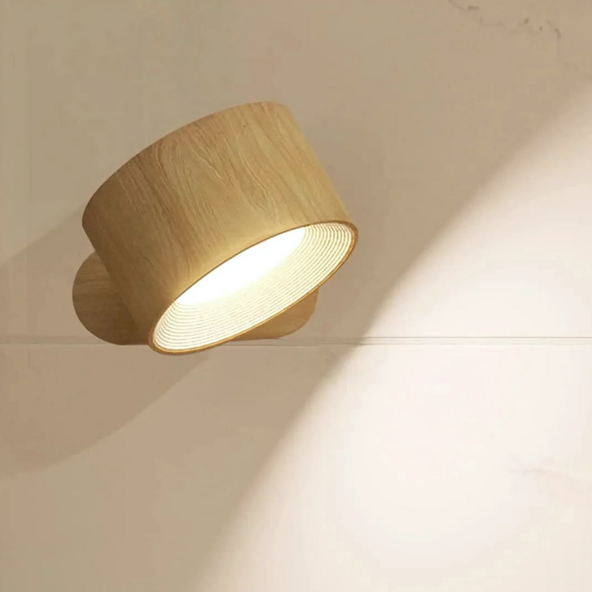 Nordic Minimalist | Wood Cone Wall Sconce with 360° Rotation | Cordless Design for Versatile Lighting