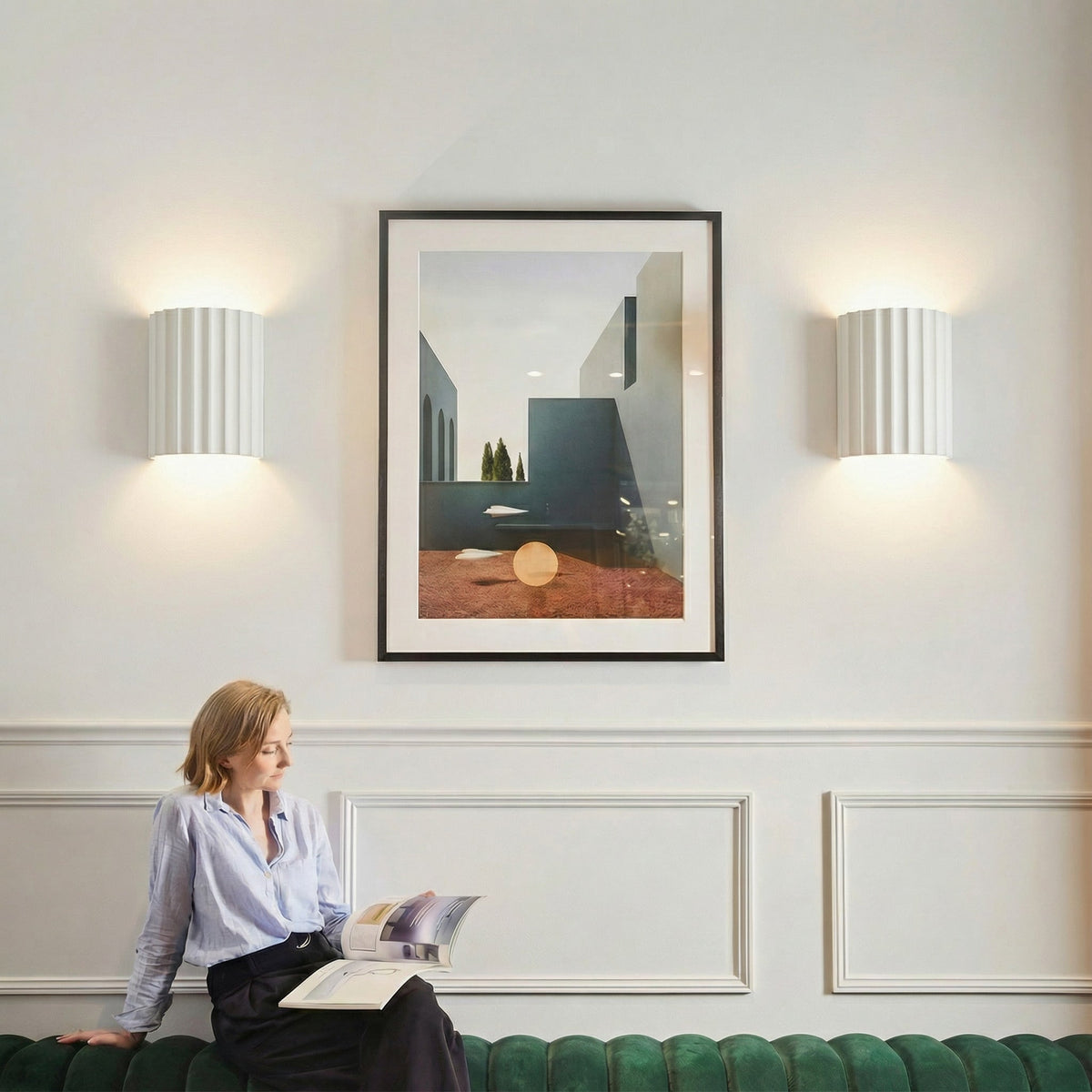 Nordic Pleated Resin Wall Sconce | Modern Ribbed LED Lamp for Soft Ambience