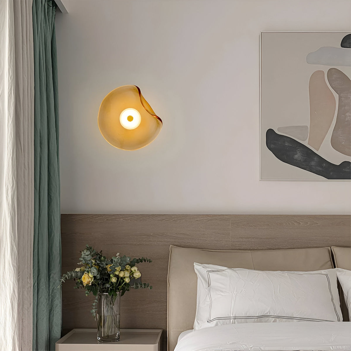 Curved Glass Wall Sconce with Warm White LED Up Down Light for Bedroom Living Room Hallway Modern Indoor Accent Lighting 10 Inch Tempered Gl