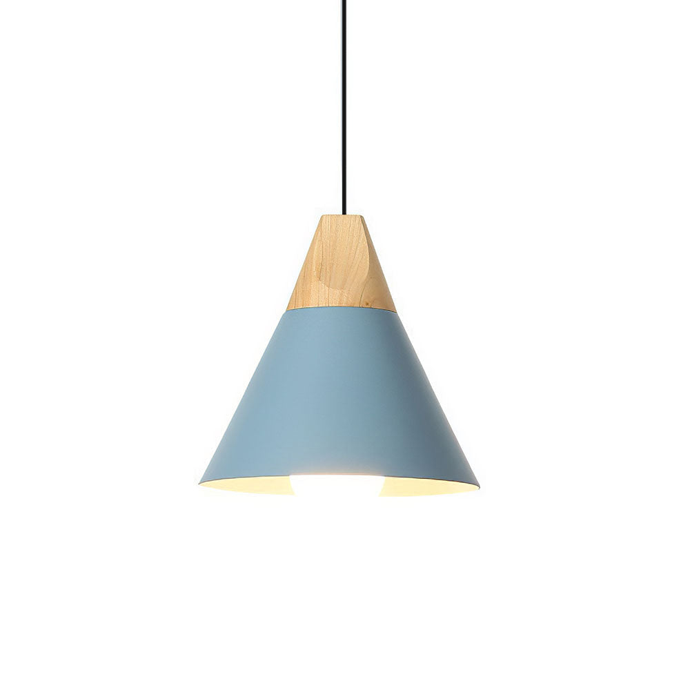Aluminum & Wood Hanging Lamp E27 Socket Gray Black White Yellow Kitchen Island Dining Table Overhead Fixture Scandinavian Style Modern Minim