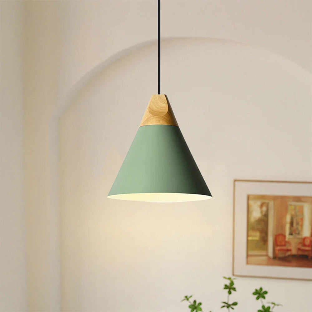 Aluminum & Wood Hanging Lamp E27 Socket Gray Black White Yellow Kitchen Island Dining Table Overhead Fixture Scandinavian Style Modern Minim