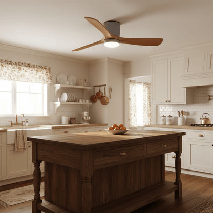 Sycamore Wood Ceiling Fan with LED Light – Whisper-Quiet 6-Speed DC Motor, Reversible Airflow, Remote Control, 42/48/52 Inch