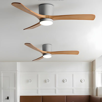 42-Inch Wooden Blade Ceiling Fan with Dimmable LED Light, Ultra-Quiet DC Motor for Bedrooms, Reversible Airflow, Three Color Temperatures, M