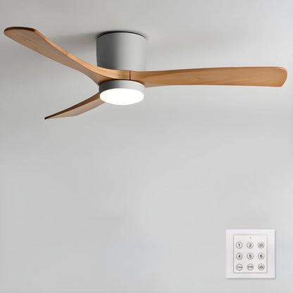 42-Inch Wooden Blade Ceiling Fan with Dimmable LED Light, Ultra-Quiet DC Motor for Bedrooms, Reversible Airflow, Three Color Temperatures, M