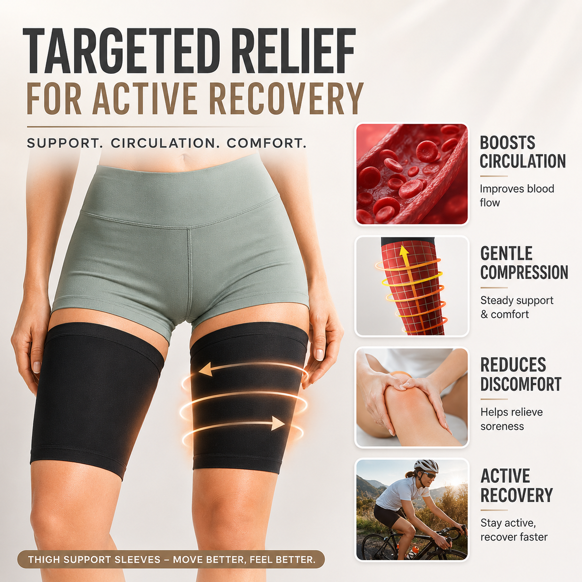 Leg Compression Sleeve for Thigh Support & Muscle Stability – Breathable Fabric for Active Lifestyles