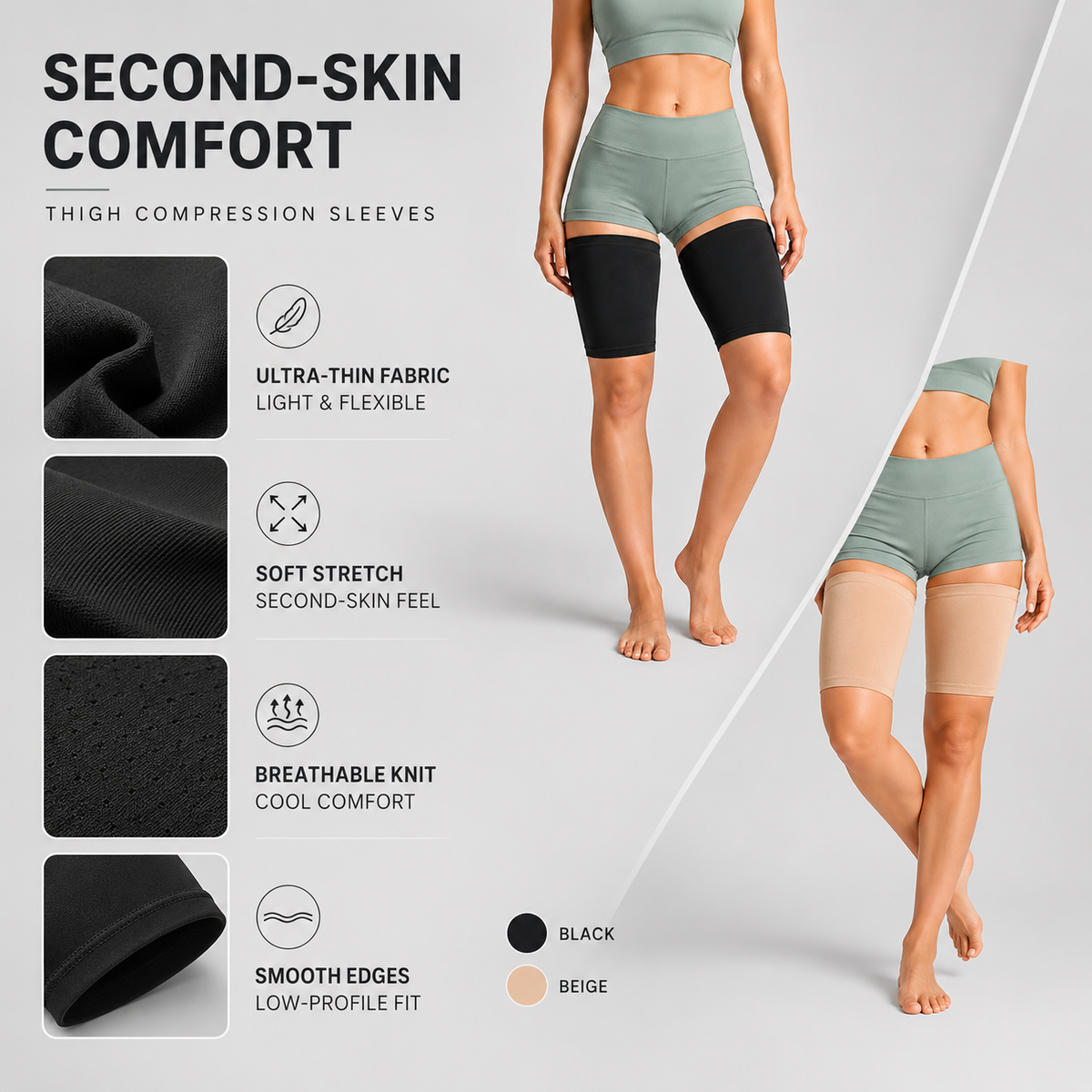 Leg Compression Sleeve for Thigh Support & Muscle Stability – Breathable Fabric for Active Lifestyles