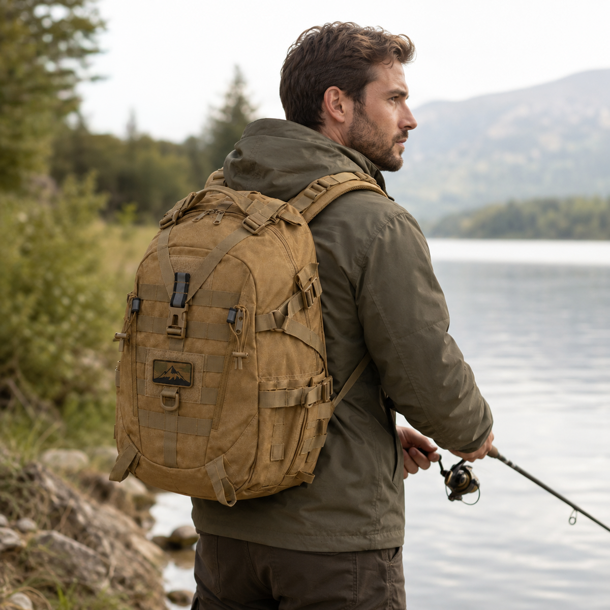 40L Tactical Backpack with Laptop Sleeve & MOLLE Webbing – Waterproof Hiking Daypack for Camping, Travel & Outdoor Adventures