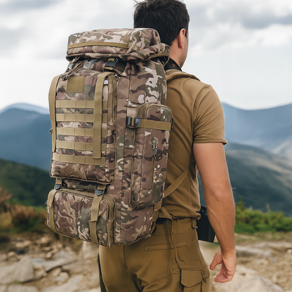 80L Hiking Backpack with MOLLE Webbing – Heavy-Duty 600D Oxford Pack for Multi-Day Treks & Camping Trips