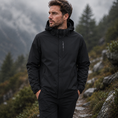Lightweight Zip-Front Rain Jacket with Hood – Breathable Weather Shell for Men