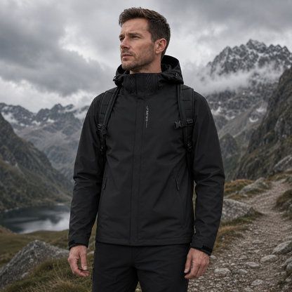 Lightweight Zip-Front Rain Jacket with Hood – Breathable Weather Shell for Men