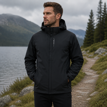 Lightweight Zip-Front Rain Jacket with Hood – Breathable Weather Shell for Men