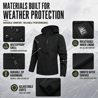 Lightweight Zip-Front Rain Jacket with Hood – Breathable Weather Shell for Men