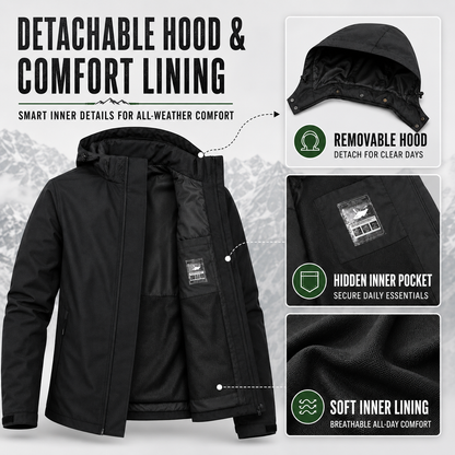Lightweight Zip-Front Rain Jacket with Hood – Breathable Weather Shell for Men