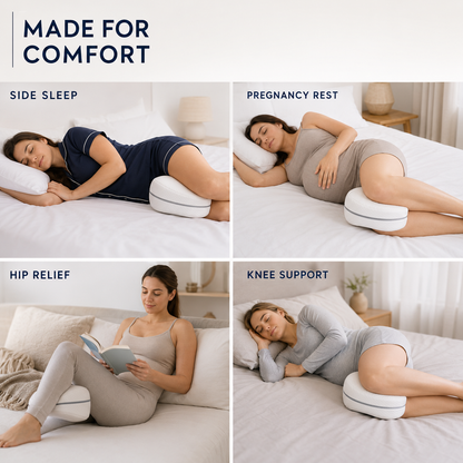 Ergonomic Knee Cushion for Side Sleepers – Contoured Hip Alignment Support Pillow with Adjustable Strap – Breathable Memory Foam for Lower
