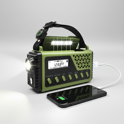 Emergency Weather Radio with Hand Crank Solar Charging Bluetooth Speaker Flashlight 10000mAh Power Bank for Camping Hiking Survival Kits