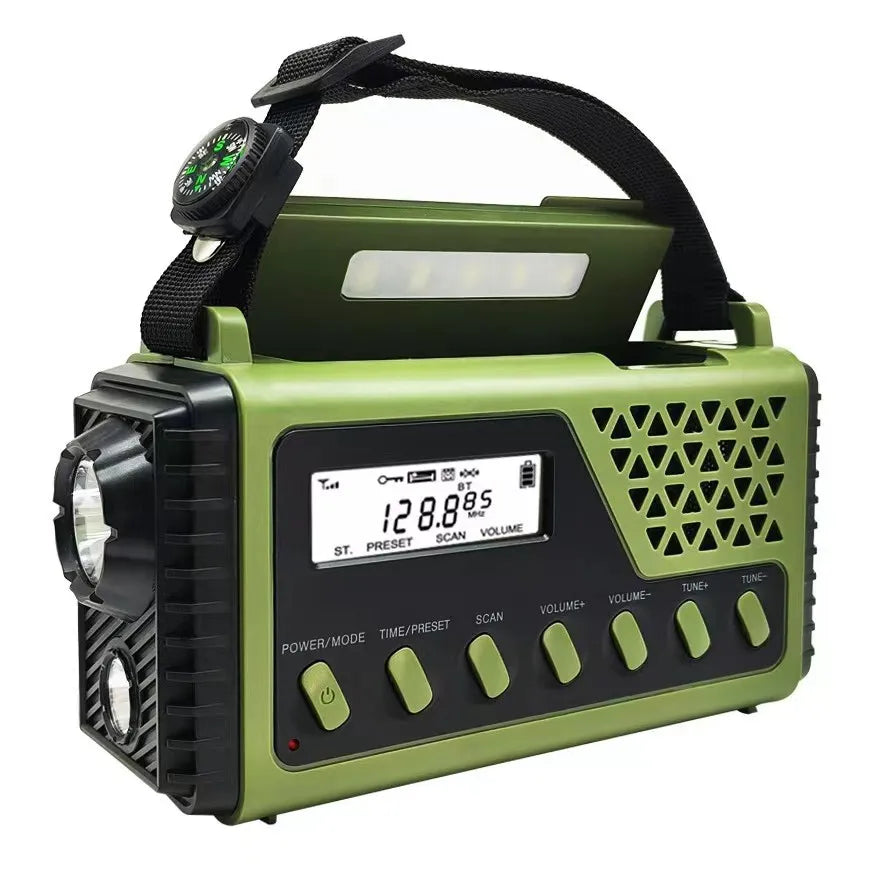 Emergency Weather Radio with Hand Crank Solar Charging Bluetooth Speaker Flashlight 10000mAh Power Bank for Camping Hiking Survival Kits