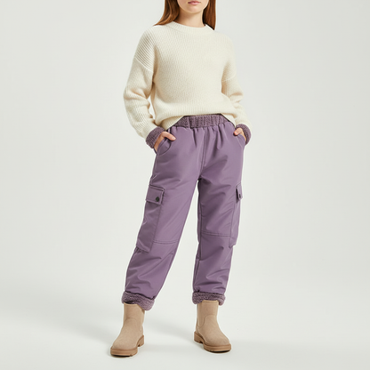 Insulated Snow Pants for Kids with Fleece Lining – Waterproof Shell, Elastic Waist & High-Rise Fit for Boys & Girls – Outdoor Trousers