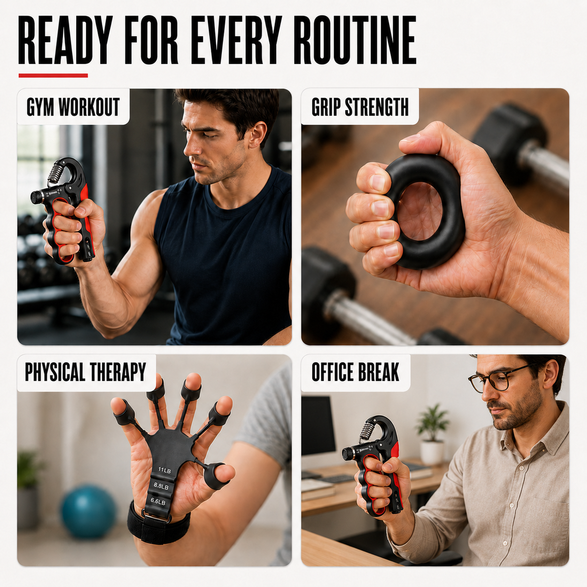 Adjustable Hand Gripper for Forearm & Wrist Training – Metal Spring Strengthener for Rehab & Fitness