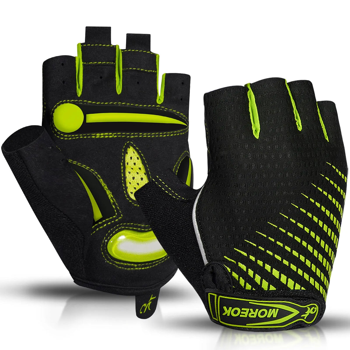 Fingerless Padded Cycling Gloves with Gel Palm Protection & Breathable Mesh for Road & Mountain Biking