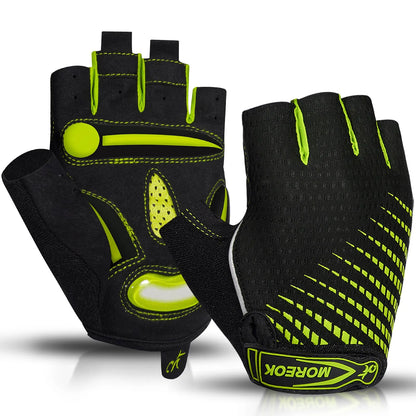 Fingerless Padded Cycling Gloves with Gel Palm Protection & Breathable Mesh for Road & Mountain Biking