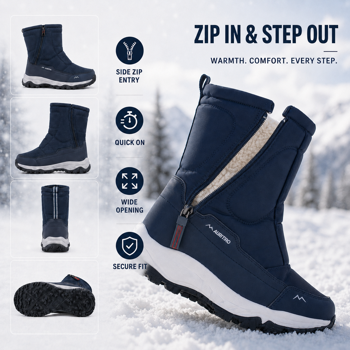Insulated Waterproof Snow Boots for Men & Women – Winter Hiking Footwear with Anti-Slip Grip & Thermal Lining